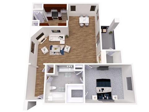 Floor plan for 1 bed, 1 bath, 820 sqft